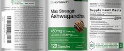 Label for Max Strength Ashwagandha 450 mg
