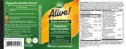 Label for Alive! Calcium Bone Support 1,200 mg