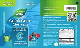 Label for Quick Calm Gummy Mixed Berry Flavored