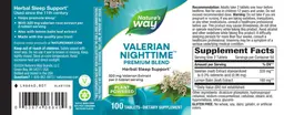 Label for Valerian Nighttime 320 mg