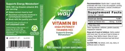 Label for Vitamin B-1 100 mg High Potency Thiamin HCl