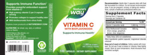 Label for Vitamin C with Bioflavonoids 1,000 mg