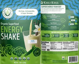 Label for Organic Superfood Energy Shake Vanilla