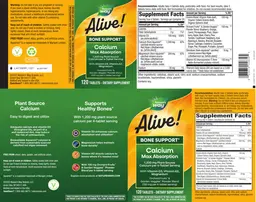 Label for Alive! Calcium 1,200 mg