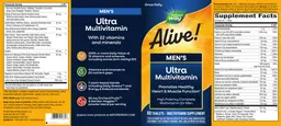Label for Alive! Men's Ultra Multivitamin