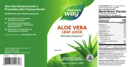 Label for Aloe Vera Leaf Juice Unflavored