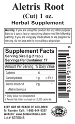 Label for Aletris Root