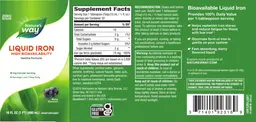 Label for Liquid Iron 18 mg Zero Sugar Berry Flavored