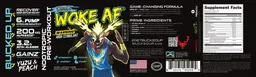 Label for Woke AF Nootropic Pre-Workout Yuzu & Peach