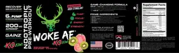 Label for Woke AF Nootropic Pre-Workout KO Kiwi