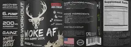 Label for Woke AF Pre-Workout White Gummy Deer