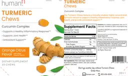 Label for Turmeric Chews Orange Citrus Flavor