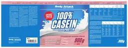 Label for 100% Casein Protein Strawberry Banana Cream