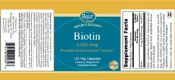 Label for Biotin 5,000 mcg