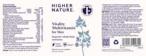 Label for Vitality Multivitamin for Men