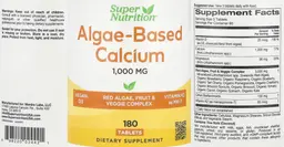 Label for Algae-Based Calcium 1,000 mg