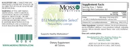 Label for B12 Methylfolate Select Natural Berry Lozenge