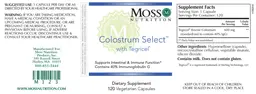 Label for Colostrum Select with Tegricel