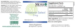 Label for Melatonin Select 3 mg
