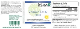 Label for Vitamin D + K 2000