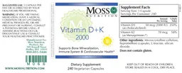 Label for Vitamin D + K 2000
