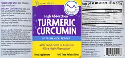 Label for High Absorption Turmeric Curcumin