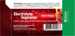 Label for Electrolyte Supreme Fruit Punch