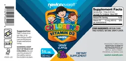 Label for Children's Vitamin D3 Drops Grape Flavor