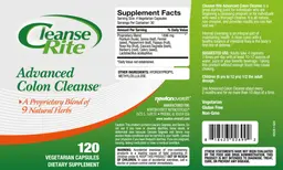 Label for Cleanse Rite Advanced Colon Cleanse