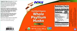 Label for Certified Organic Whole Psyllium Husks