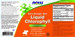 Label for Extra Strength Liquid Chlorophyll Mint Flavor