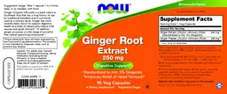 Label for Ginger Root Extract 250 mg