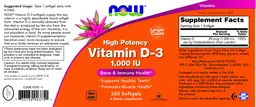 Label for High Potency Vitamin D-3 1,000 IU
