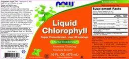 Label for Liquid Chlorophyll Natural Mint Flavor