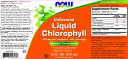 Label for Liquid Cholorophyll Unflavored