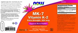 Label for MK-7 Vitamin K-2 Extra Strength - 300 mcg