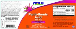 Label for Pantothenic Acid 500 mg