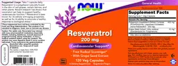 Label for Resveratrol 200 mg