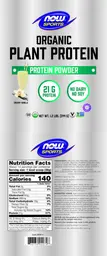 Label for Organic Plant Protein Creamy Vanilla