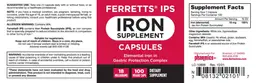 Label for Ferretts IPS Iron Supplement Capsules 18 mg