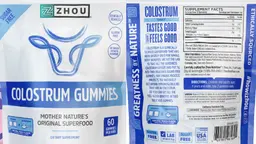 Label for Colostrum Gummies Natural Peach Flavor