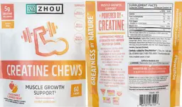 Label for Creatine Chews Peach Mango Flavored