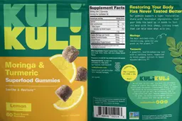 Label for Superfood Gummies Lemon Flavored