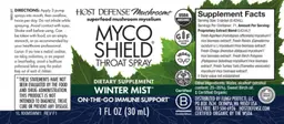 Label for Myco Shield Throat Spray Winter Mist