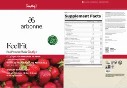 Label for FeelFit Pea Protein Shake Simply1 Strawberry Flavor