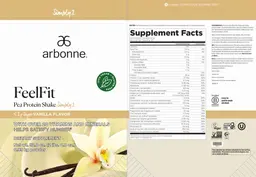 Label for FeelFit Pea Protein Shake Simply1 Vanilla Flavor