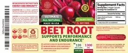 Label for Beet Root 1300 mg