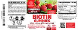 Label for Biotin Gummies 5000 mcg Natural Strawberry Flavor