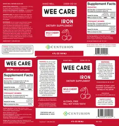 Label for Wee Care Iron Wild Cherry Flavor