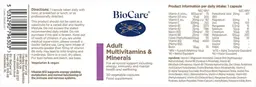 Label for Adult Multivitamins & Minerals
